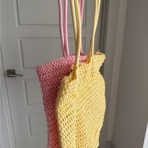 Forever 21 Pink and Yellow Crochet Totes